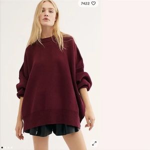 Free People Easy Street Tunic Sweater in maroon - size small